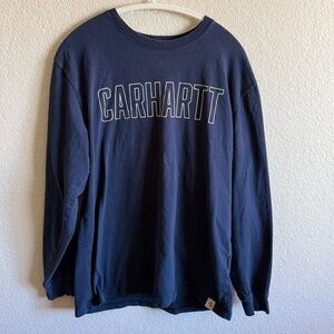 Carhartt Navy Long Sleeve T-Shirt Cotton Men's Medium Oversized Casual Workwear